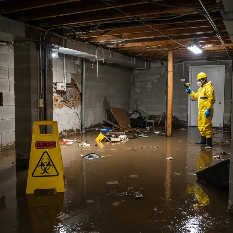 Flooded Basement Electrical Hazard in Adrian, MO Property
